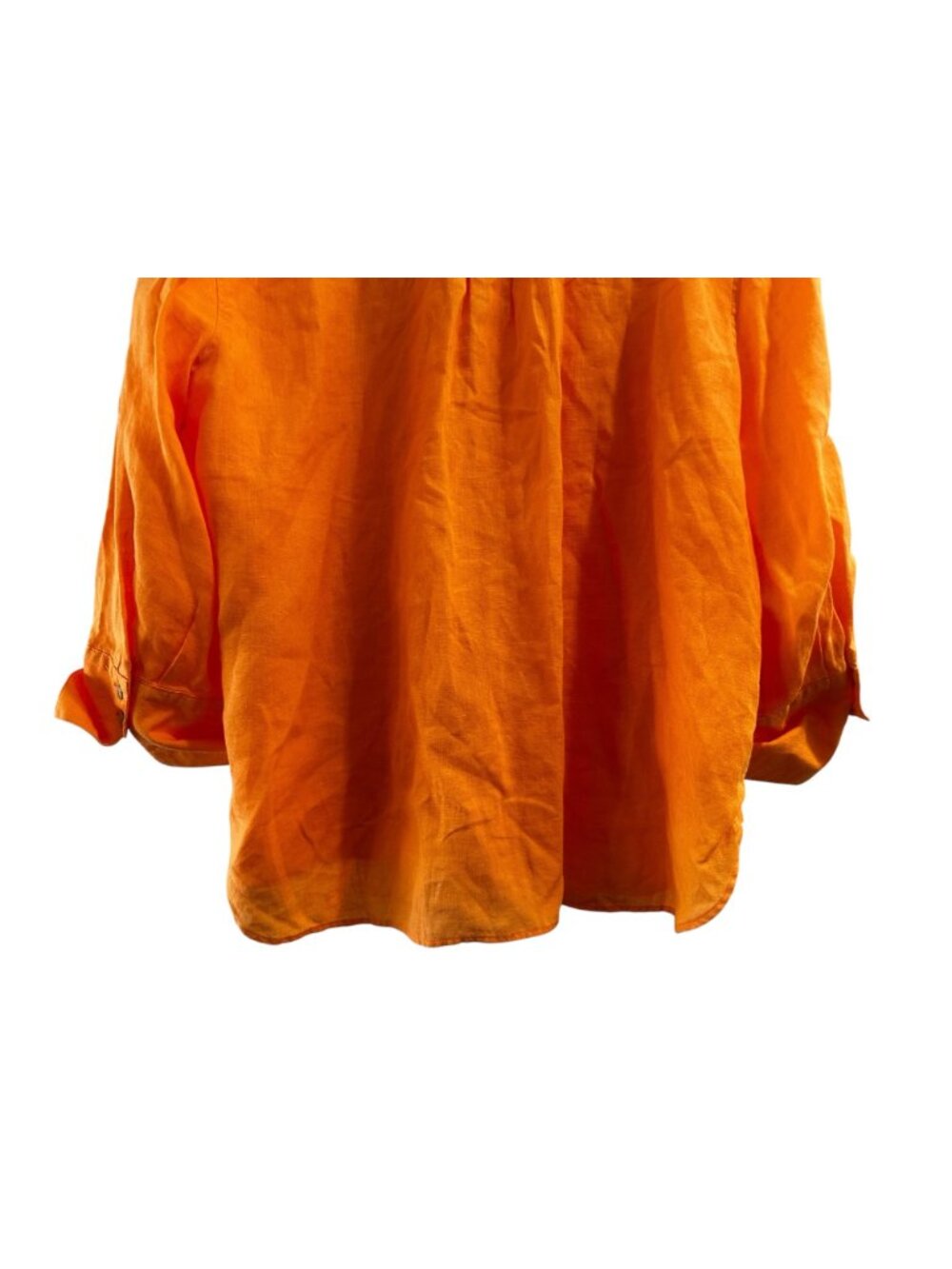 Chicos 100% Linen Button Down Shirt Tunic Womens 2XL 4 Orange Lagenlook Coastal - Picture 12 of 15
